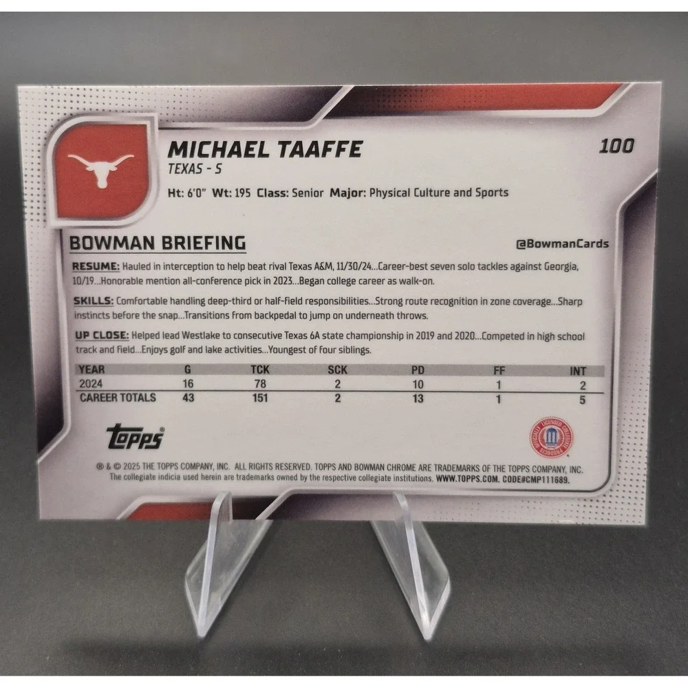 2025 Bowman Chrome Michael Taaffe #100 1sr‎ Bowman Lime Green Refractor /275